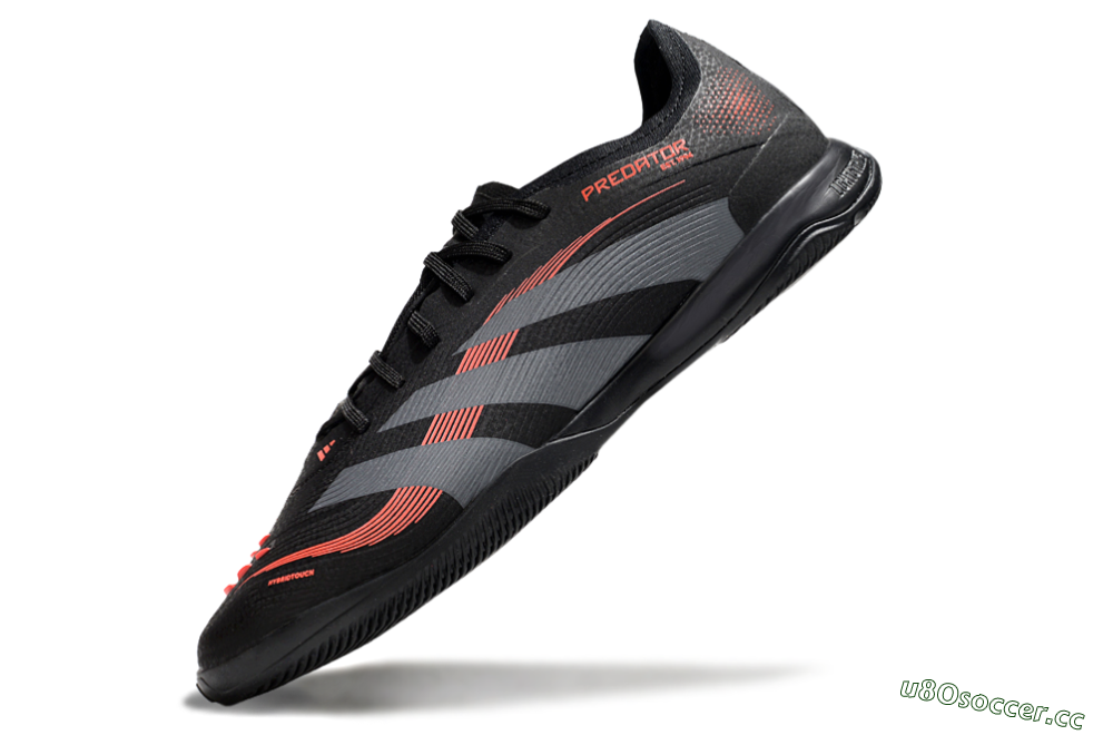 Men's Adidas Predator 25 Elite IC Indoor & Futsal Low-Tops Football Shoes - Black/Grey/Red 5