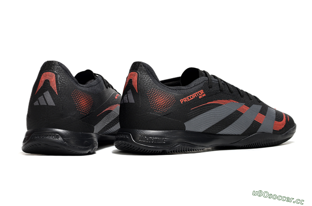 Men's Adidas Predator 25 Elite IC Indoor & Futsal Low-Tops Football Shoes - Black/Grey/Red 6