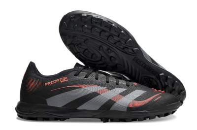 Men's Adidas Predator 25 Elite TF Artificial Turf Low-Tops Football Shoes - Black/Grey/Red