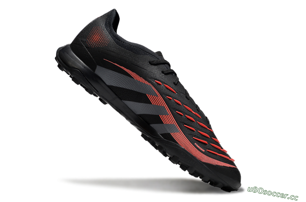 Men's Adidas Predator 25 Elite TF Artificial Turf Low-Tops Football Shoes - Black/Grey/Red 4