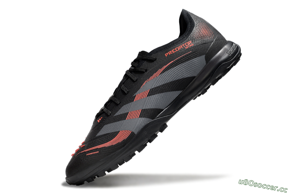 Men's Adidas Predator 25 Elite TF Artificial Turf Low-Tops Football Shoes - Black/Grey/Red 5