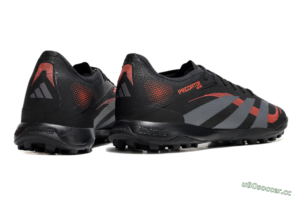 Men's Adidas Predator 25 Elite TF Artificial Turf Low-Tops Football Shoes - Black/Grey/Red 6