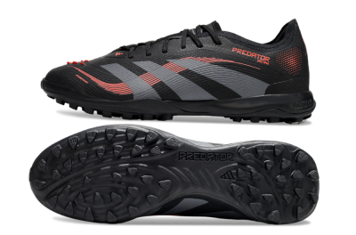 Men's Adidas Predator 25 Elite TF Artificial Turf Low-Tops Football Shoes - Black/Grey/Red