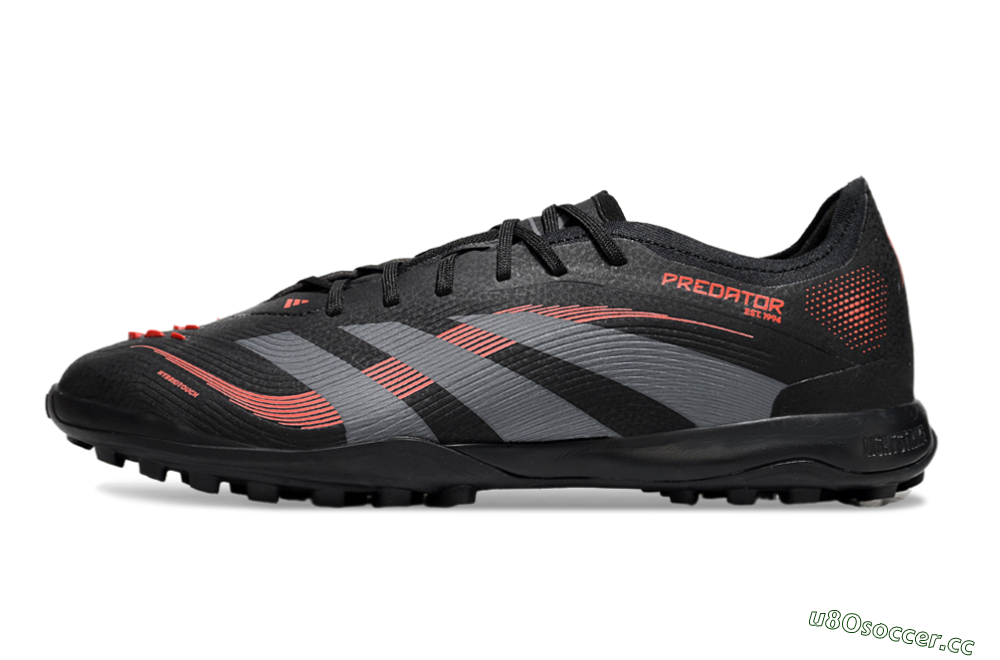 Men's Adidas Predator 25 Elite TF Artificial Turf Low-Tops Football Shoes - Black/Grey/Red 0