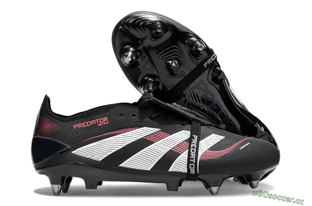 Men's Adidas Predator 25 Elite Foldover Tongue SG Soft Ground Low-Tops Football Boots - Black/White/Red 2