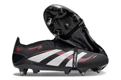 Men's Adidas Predator 25 Elite Foldover Tongue SG Soft Ground Low-Tops Football Boots - Black/White/Red