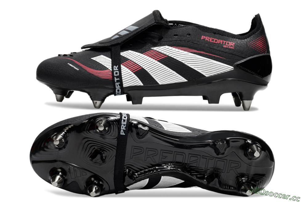 Men's Adidas Predator 25 Elite Foldover Tongue SG Soft Ground Low-Tops Football Boots - Black/White/Red 1
