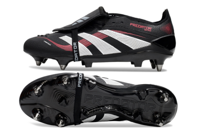 Men's Adidas Predator 25 Elite Foldover Tongue SG Soft Ground Low-Tops Football Boots - Black/White/Red