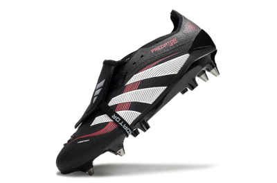 Men's Adidas Predator 25 Elite Foldover Tongue SG Soft Ground Low-Tops Football Boots - Black/White/Red