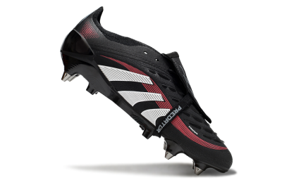 Men's Adidas Predator 25 Elite Foldover Tongue SG Soft Ground Low-Tops Football Boots - Black/White/Red