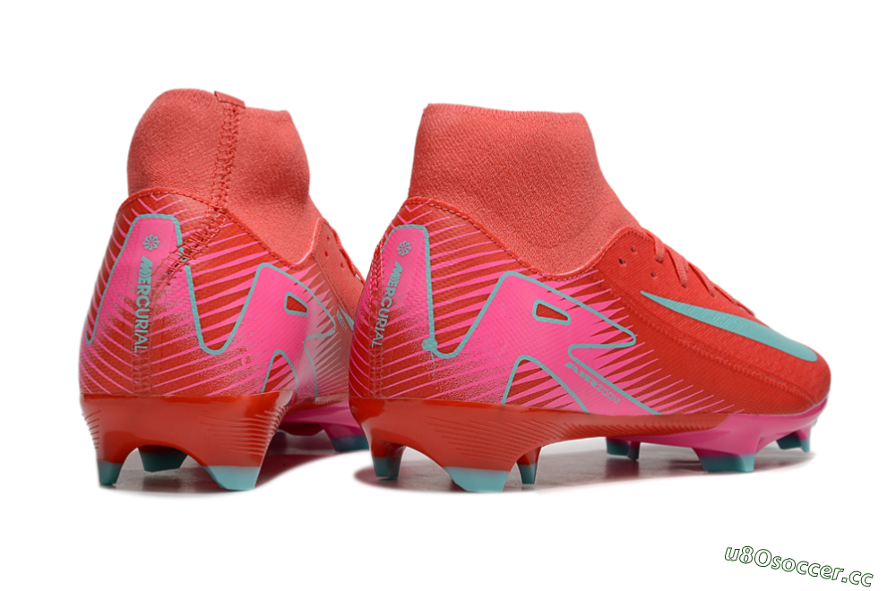 Men's Nike Air Zoom Mercurial Superfly 10 Elite FG Firm Ground High-Tops Football Boots - Red/Jade/Pink 6