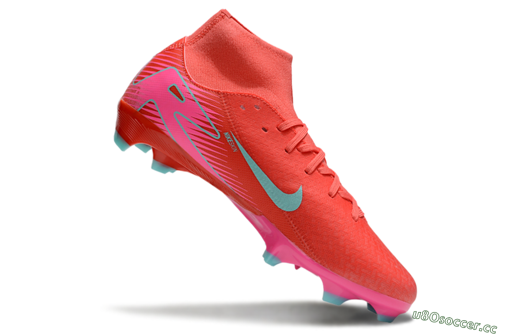 Men's Nike Air Zoom Mercurial Superfly 10 Elite FG Firm Ground High-Tops Football Boots - Red/Jade/Pink 4