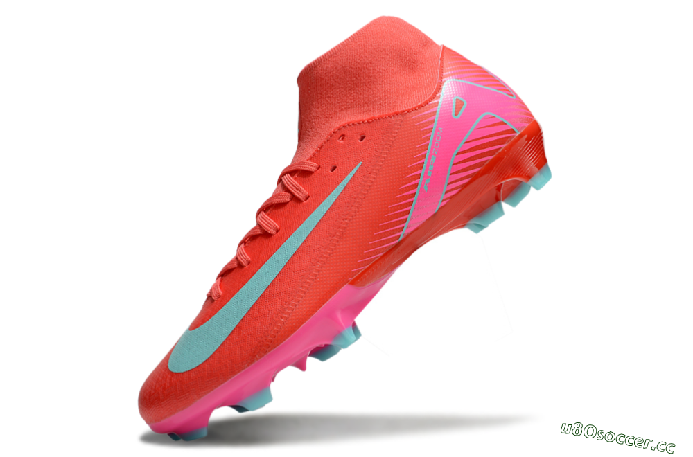 Men's Nike Air Zoom Mercurial Superfly 10 Elite FG Firm Ground High-Tops Football Boots - Red/Jade/Pink 5