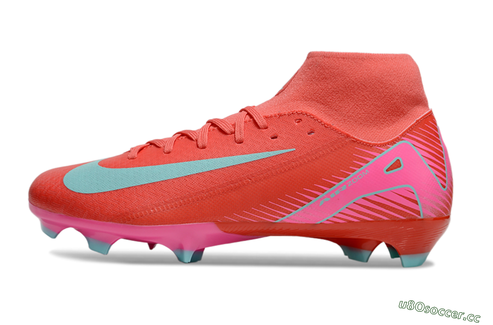 Men's Nike Air Zoom Mercurial Superfly 10 Elite FG Firm Ground High-Tops Football Boots - Red/Jade/Pink 0