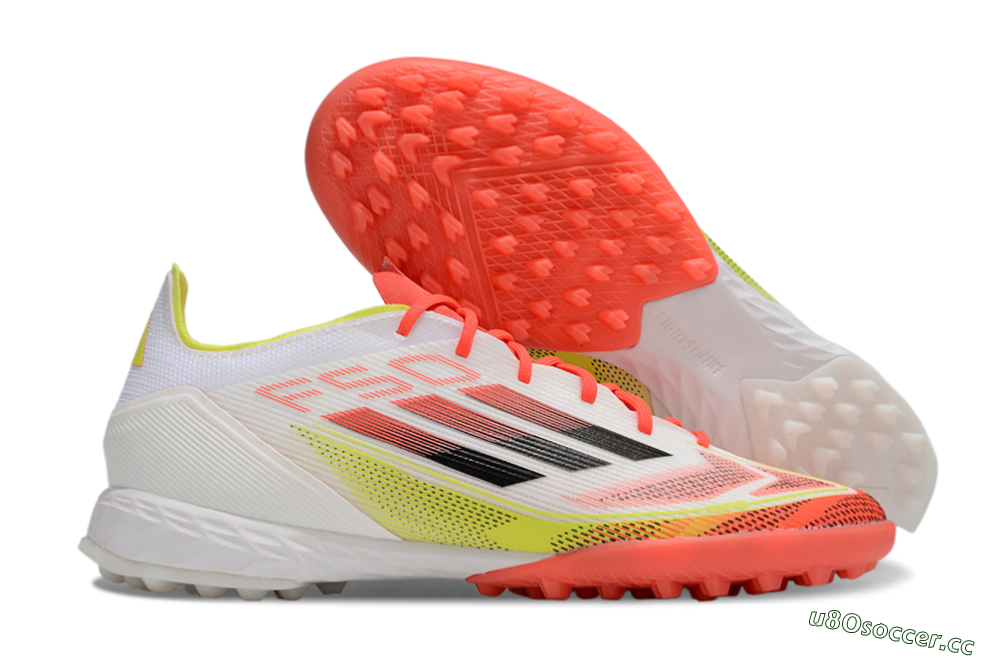Men's Adidas F50 Pro TF Artificial Turf Low-Tops Football Shoes - White/Red/Yellow 2