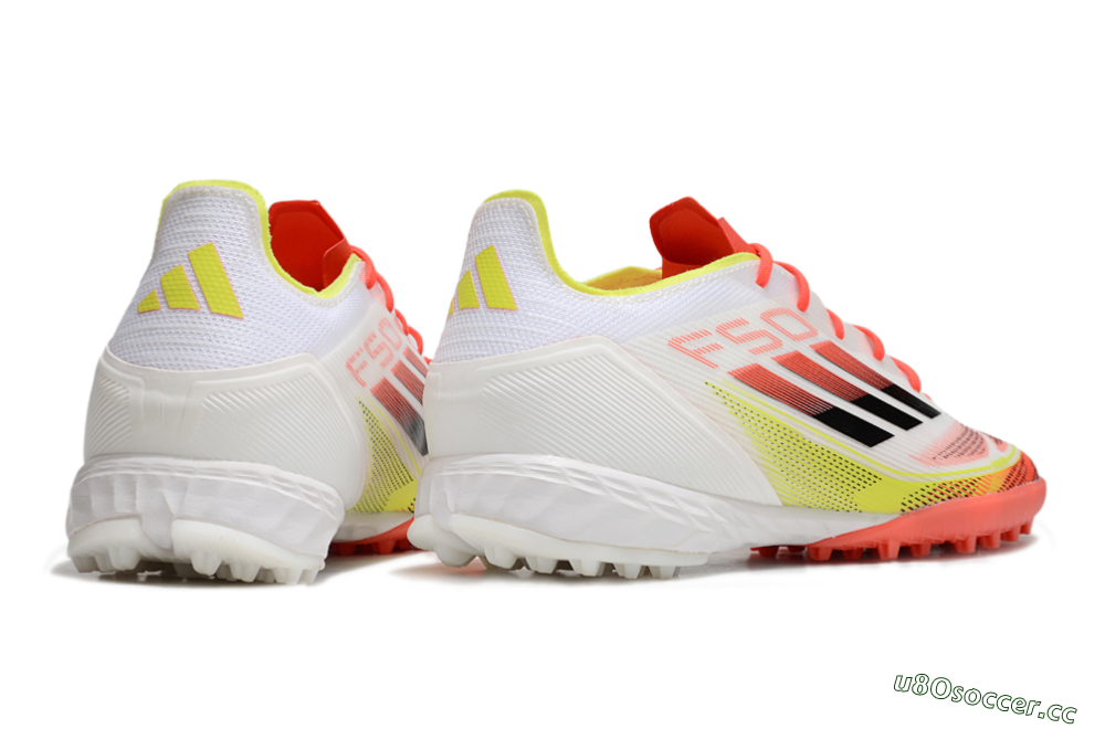 Men's Adidas F50 Pro TF Artificial Turf Low-Tops Football Shoes - White/Red/Yellow 6