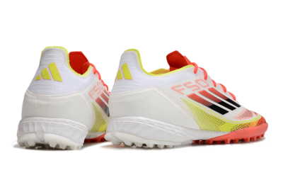Men's Adidas F50 Pro TF Artificial Turf Low-Tops Football Shoes - White/Red/Yellow