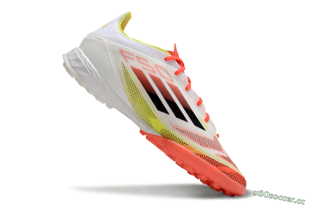 Men's Adidas F50 Pro TF Artificial Turf Low-Tops Football Shoes - White/Red/Yellow 4