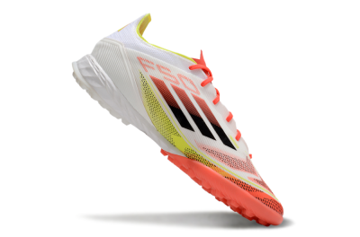 Men's Adidas F50 Pro TF Artificial Turf Low-Tops Football Shoes - White/Red/Yellow