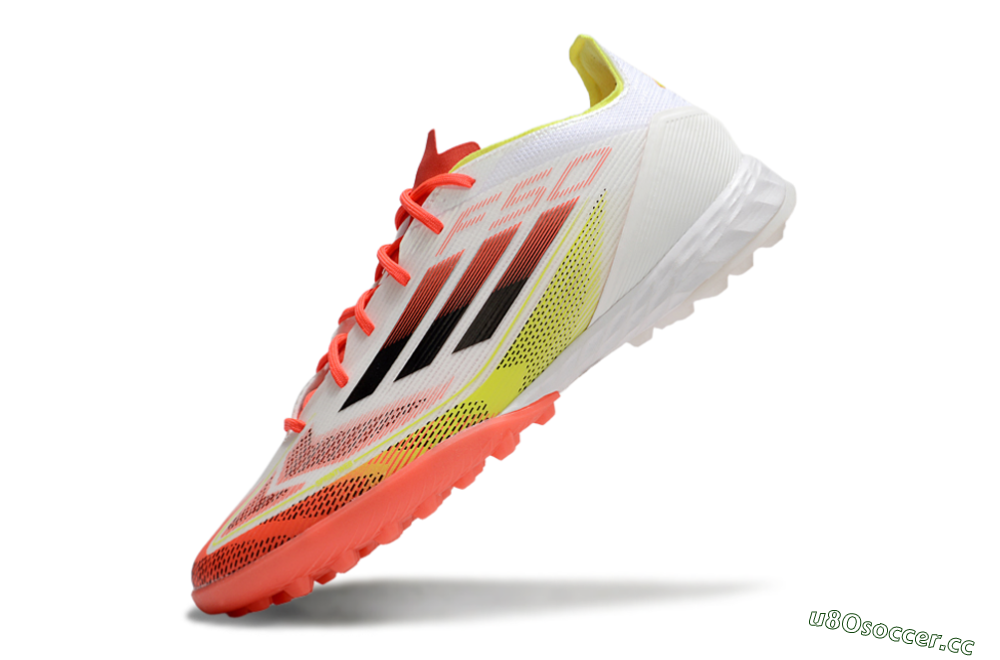 Men's Adidas F50 Pro TF Artificial Turf Low-Tops Football Shoes - White/Red/Yellow 5