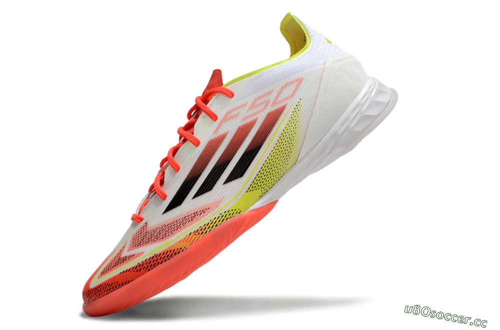 Men's Adidas F50 Pro IC Indoor & Futsal Low-Tops Football Shoes - White/Red/Yellow 5