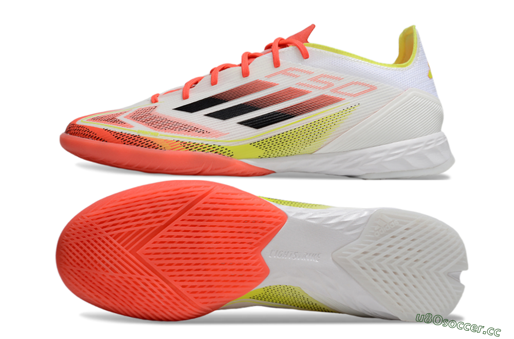 Men's Adidas F50 Pro IC Indoor & Futsal Low-Tops Football Shoes - White/Red/Yellow 1