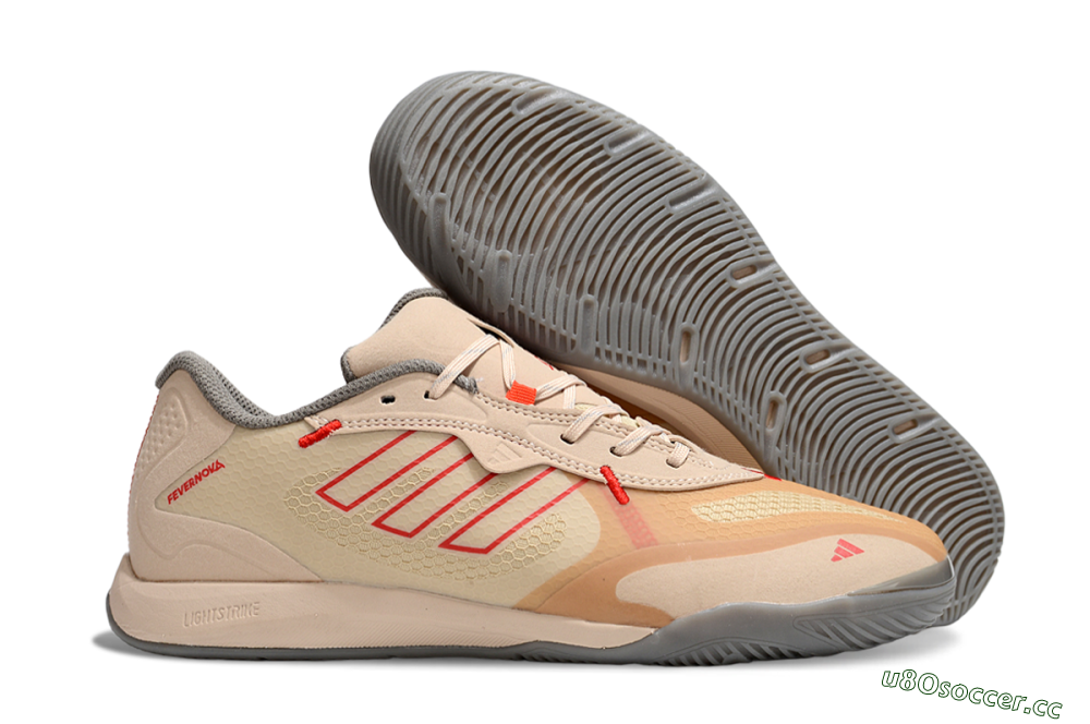Men's Adidas Fevernova IC Indoor & Futsal Low-Tops Football Shoes - Pink/Brown/Red 2