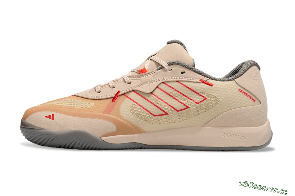 Men's Adidas Fevernova IC Indoor & Futsal Low-Tops Football Shoes - Pink/Brown/Red 0