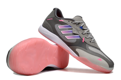 Men's Adidas Fevernova IC Indoor & Futsal Low-Tops Football Shoes - Grey/Purple/Pink