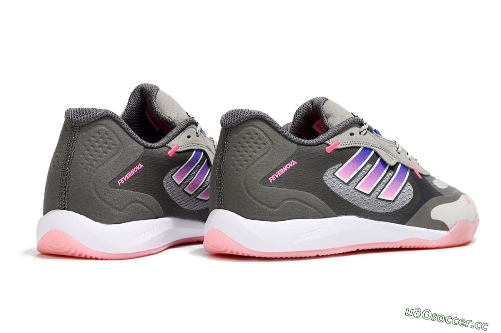 Men's Adidas Fevernova IC Indoor & Futsal Low-Tops Football Shoes - Grey/Purple/Pink 6