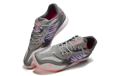 Men's Adidas Fevernova IC Indoor & Futsal Low-Tops Football Shoes - Grey/Purple/Pink