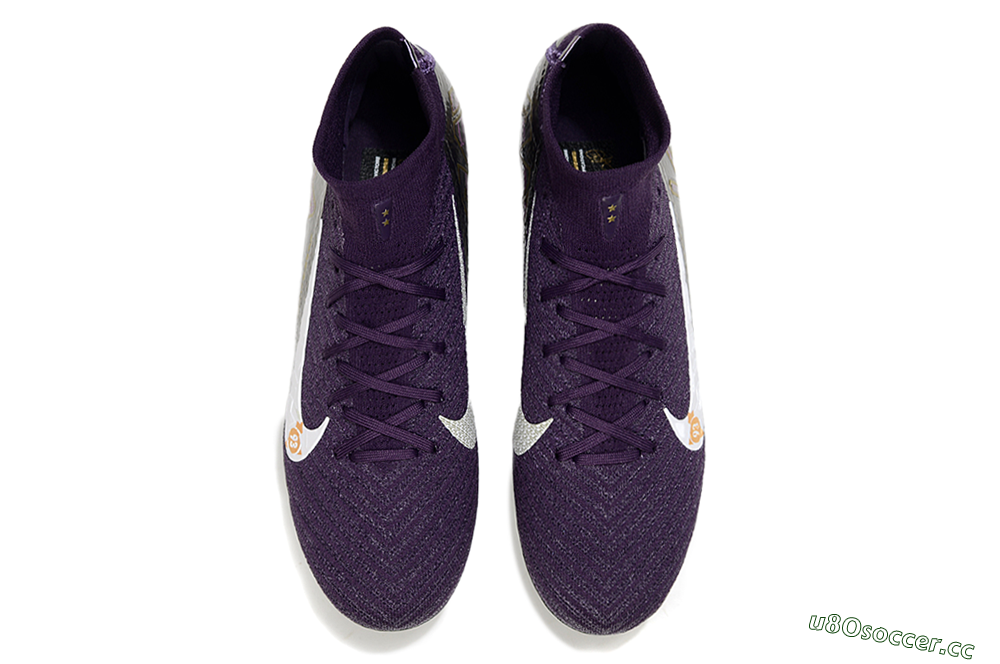Men's Nike Air Zoom Mercurial Superfly 10 Elite SG Soft Ground High-Tops Football Boots - Purple/White/Gold 4
