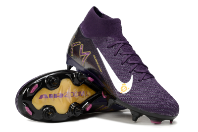 Men's Nike Air Zoom Mercurial Superfly 10 Elite SG Soft Ground High-Tops Football Boots - Purple/White/Gold