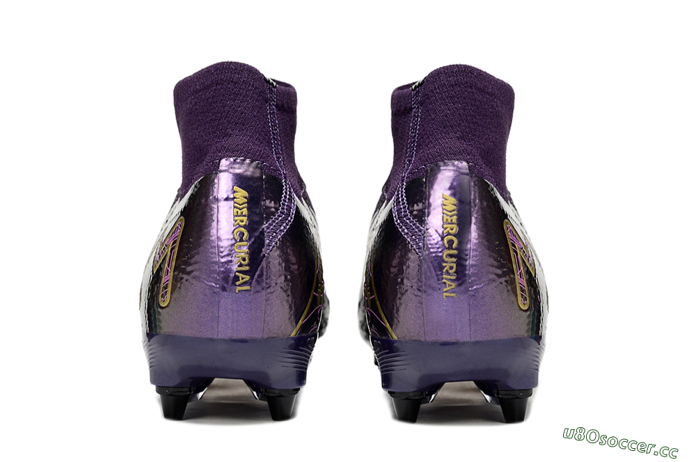 Men's Nike Air Zoom Mercurial Superfly 10 Elite SG Soft Ground High-Tops Football Boots - Purple/White/Gold 5