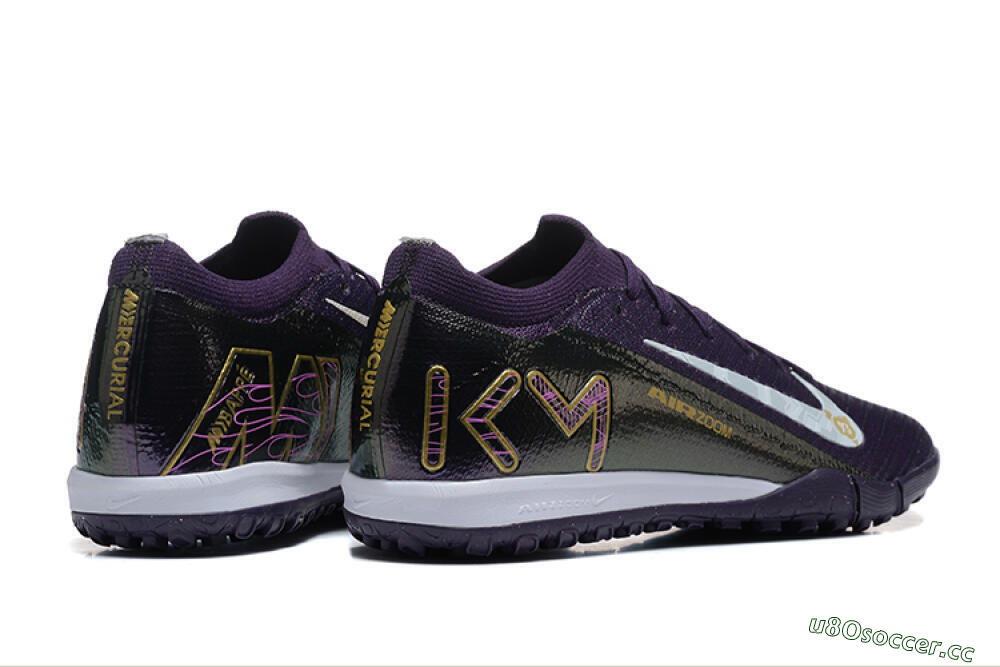 Men's Nike Air Zoom Mercurial Vapor 16 Elite TF Artificial Turf Low-Tops Football Shoes - Purple/White/Gold 9