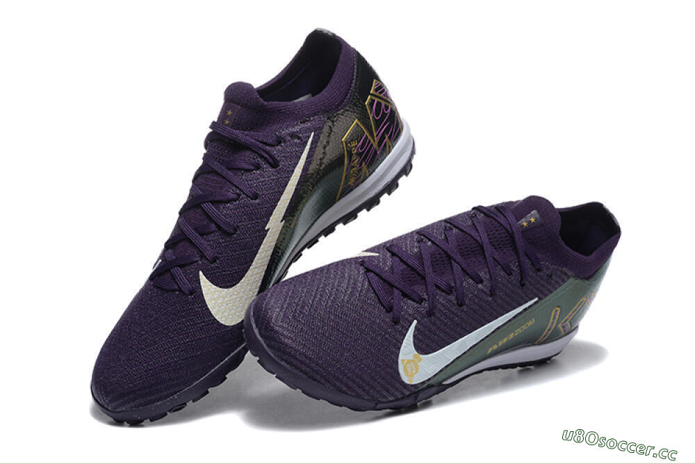 Men's Nike Air Zoom Mercurial Vapor 16 Elite TF Artificial Turf Low-Tops Football Shoes - Purple/White/Gold 6