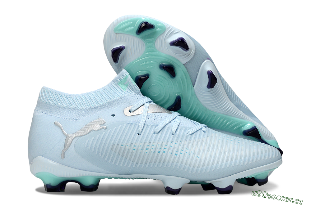 Men's Puma Future 8 Ultimate FG Firm Ground Low-Tops Football Boots - Jade/Silver 2