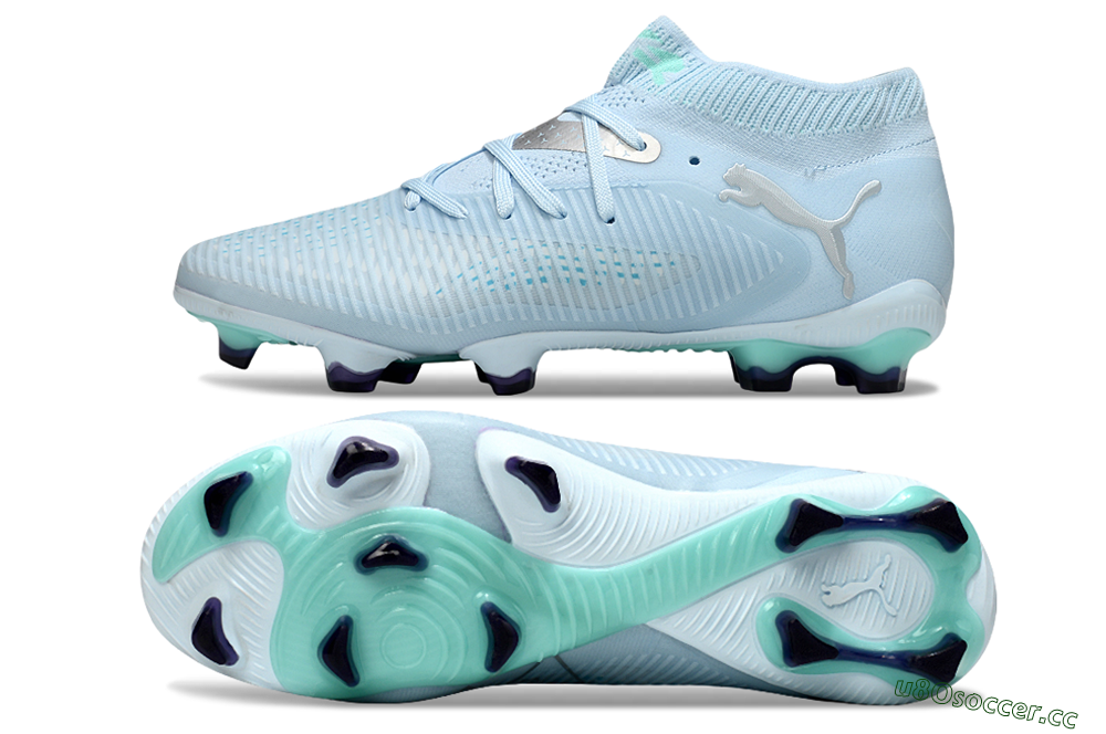 Men's Puma Future 8 Ultimate FG Firm Ground Low-Tops Football Boots - Jade/Silver 1