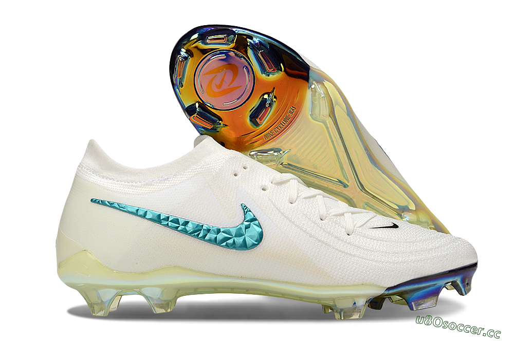 Men's Nike Phantom GX Elite FG Firm Ground Low-Tops Football Boots - Beige/Blue/Black 2