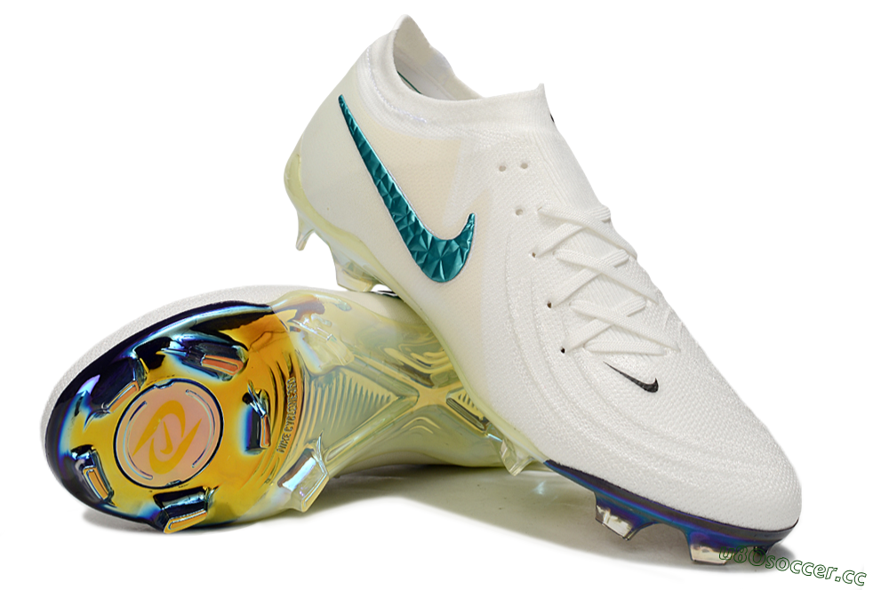 Men's Nike Phantom GX Elite FG Firm Ground Low-Tops Football Boots - Beige/Blue/Black 3