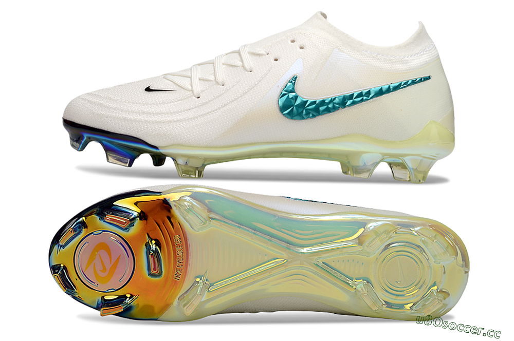 Men's Nike Phantom GX Elite FG Firm Ground Low-Tops Football Boots - Beige/Blue/Black 1