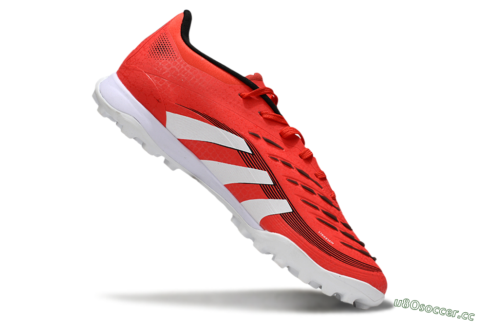Men's Adidas Predator 24 Elite TF Artificial Turf Low-Tops Football Shoes - Red/White/Black 3