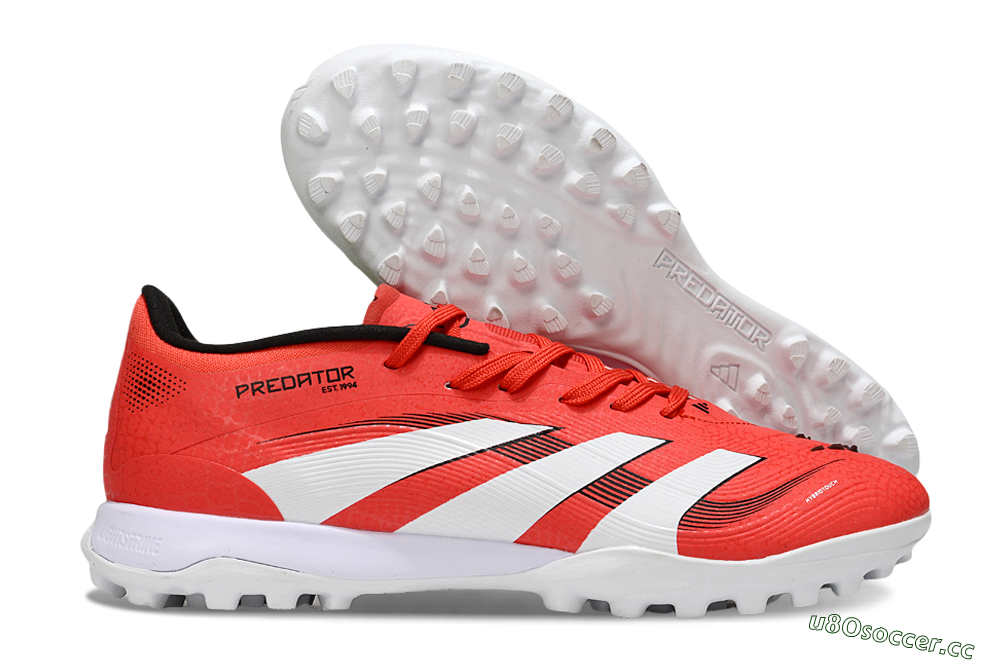 Men's Adidas Predator 24 Elite TF Artificial Turf Low-Tops Football Shoes - Red/White/Black 2