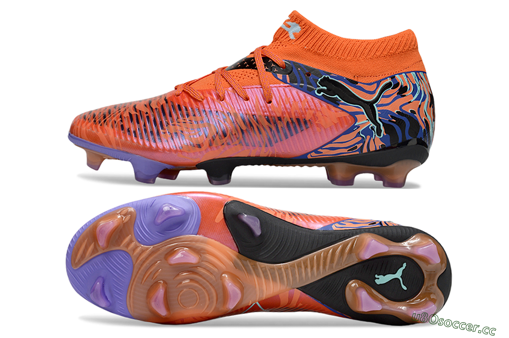 Men's Puma Future 8 Ultimate FG Firm Ground Low-Tops Football Boots - Red/Black/Jade 1