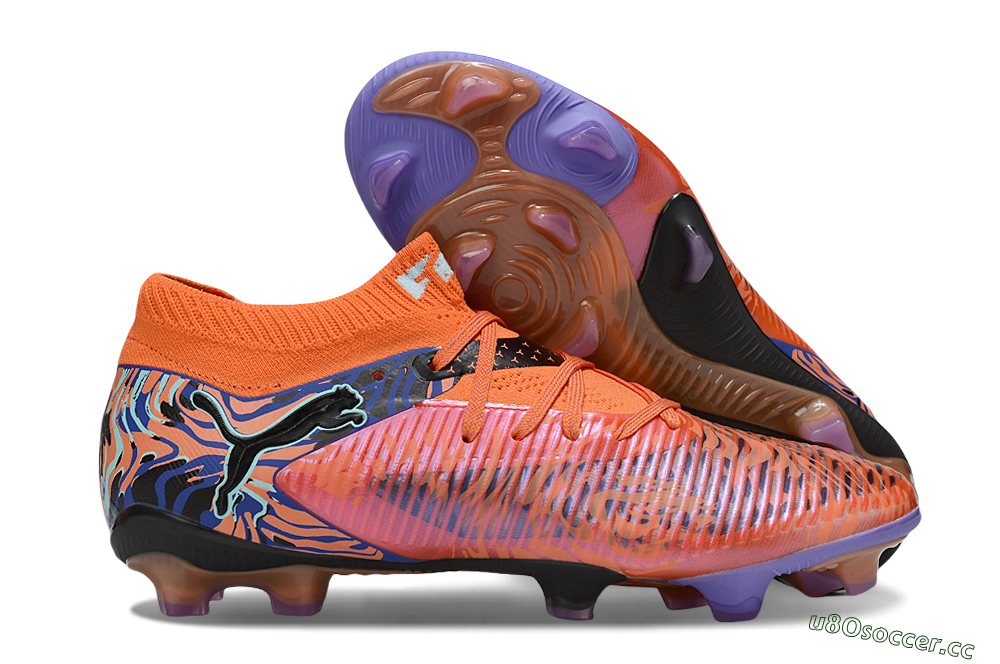 Men's Puma Future 8 Ultimate FG Firm Ground Low-Tops Football Boots - Red/Black/Jade 2