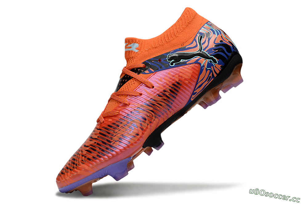 Men's Puma Future 8 Ultimate FG Firm Ground Low-Tops Football Boots - Red/Black/Jade 4