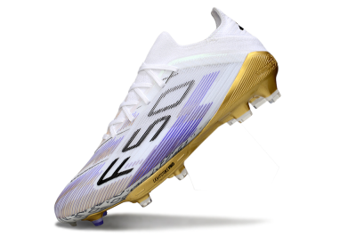 Men's Adidas F50+ Elite Lightstrike Pro FG Firm Ground Low-Tops Football Boots - White/Purple/Gold
