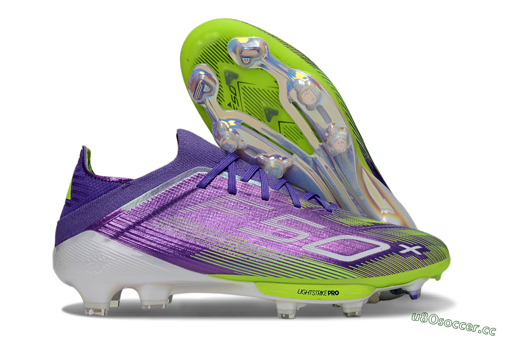 Men's Adidas F50+ Elite Lightstrike Pro FG Firm Ground Low-Tops Football Boots - Purple/Yellow/White 2