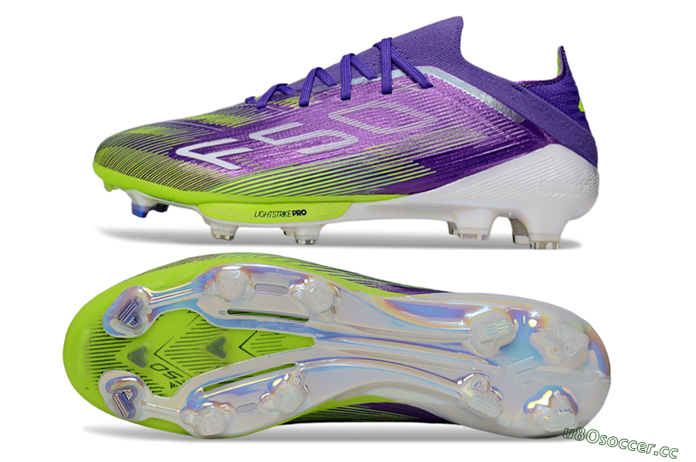 Men's Adidas F50+ Elite Lightstrike Pro FG Firm Ground Low-Tops Football Boots - Purple/Yellow/White 1