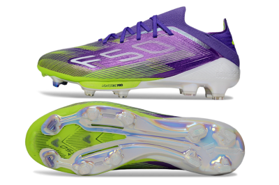 Men's Adidas F50+ Elite Lightstrike Pro FG Firm Ground Low-Tops Football Boots - Purple/Yellow/White